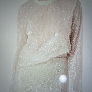 Chic Sequin Blouse - White